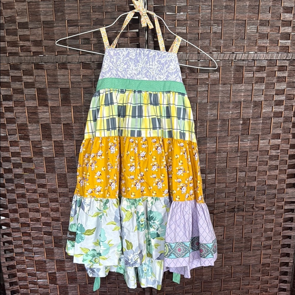 Matilda Jane Platinum Colorful Patchwork Halter Dress EUC floral purple blue